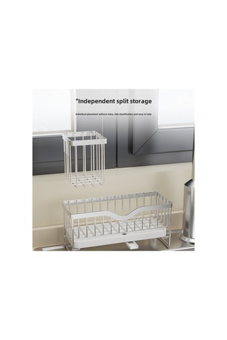 Dianziye Güçlü Çelik Mutfak Lavabo Sıvama Rafı - Sprey, Sünger, Mendil Depolama, Su Akışı Optimi, Kompakt Tasarım Gri Diğer