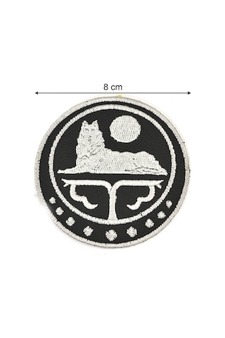 Çeçen Bayrak Nakışlı Yuvarlak Etiket (Siyah) Çapı 8 cm Çok Renkli