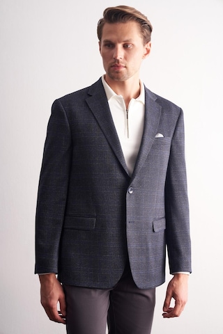 İmza Lacivert Mono Yaka Kareli Desen Esnek 4 Drop Comfort Fit Classic Ceket 1002255156 Lacivert