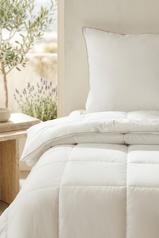 Ocean Home Textile Pamuk Saten Biyeli Mikrojel Tek Kişilik Yastık Yorgan Seti 1 Adet 155 X 215 / 1 Adet 50 X 70 Cm Beyaz