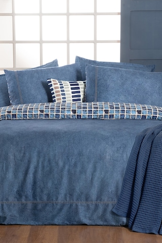 Sarev Sensa İndigo Çift Kişilik %100 Pamuk Saten "233 Tc" Nevresim Takımı Indigo