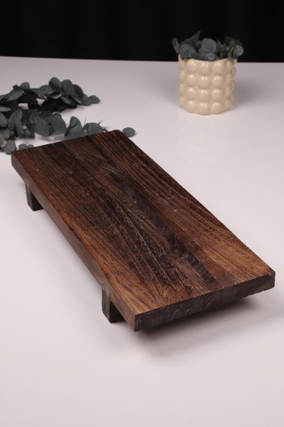 Bambum Pavlonya Classic Dark Ahşap Sunum Ve Servis Seti Dikdörtgen Servis Tabakları Ahşap