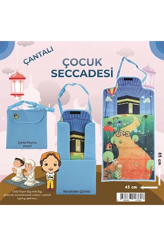 Çantaya Dönüşen Katlanabilir Çocuk Seccadesi - Mavi Mavi