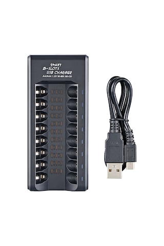 Yunboo 8 Yuvalı Akıllı Şarj Cihazı - Aa/aaa Ni-mh Pil Şarjı, Usb Güçlü, Otomatik Durdurma