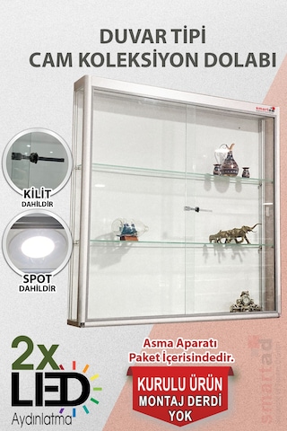 Camlı Vitrin - Cam Dolap - Camlı Koleksiyon Vitrini - Kurulu Ürün 100x100x20