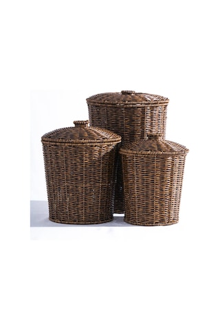 Nomad 3 Lü Kapaklı Hasır Sepet Seti