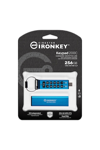 Kingston Ironkey 256 GB Keypad 200 Fıps 140-3 Taşınabilir Type-c Flash Bellek
