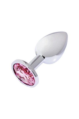 Pembe Tilki Metal Elmas Taşlı Anal Plug Rose Küçük Boy