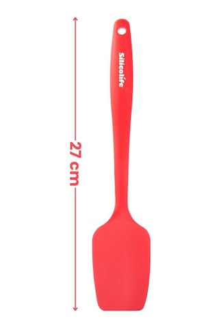 Silicolife Kaşık Spatula, Isıya Dayanıklı Yanmaz Yapışmaz Tek Parça Silikon Kaşık Spatula 27cm Kırmızı Kırmızı