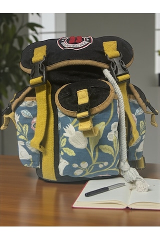 Old Cotton Cargo Kaliteli Tek Gözlü Vintage Disayn Unisex Sırt Günlük Okul Gezi Kamp Trekking Çantası Kc Ahtapot Bag Siyah Mavi