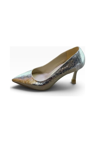 By Doğanrenas Kadın İnce Topuk Çatlak Rugan Suni Deri Stiletto Gümüş - 942587474 Gümüş