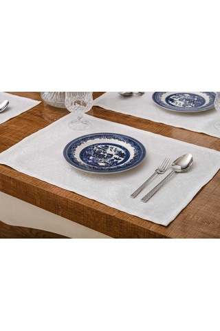 Finezza Roma Jakar Polyester Kumaş KremAmerikan Servis 34x46 cm Krem 4 Ad-1385 Krem