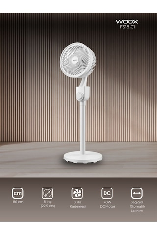 Woox 8 Inch Otomatik Sağ Sol Salinimli 86 Cm Vantilatör