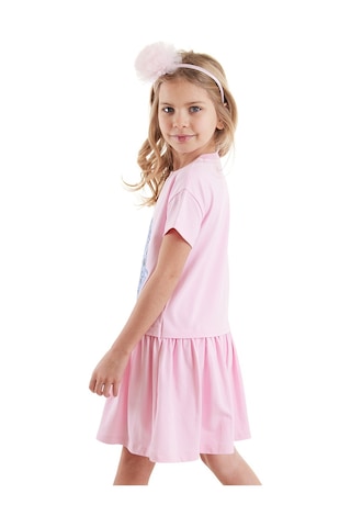 Denokids Muzip Kediler Kız Çocuk Elbise Pembe