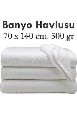 Beyaz Banyo Havlusu 70X140Cm. 500 Gram
