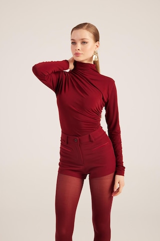 Holly Lolly Yüksek Bel Fermuarlı Mini Bailey Şort Bordo