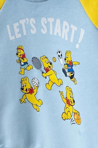 Unisex Çocuk Reglan Kollu Baskılı Sweatshirt - Sarı Sari