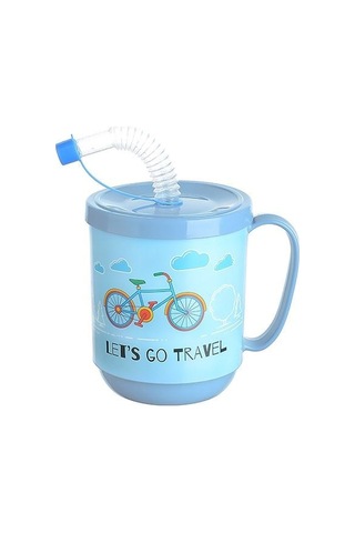 Funny Pipetli Çocuk Içecek Bardağı Desenli Bardak 350ml Çok Renkli