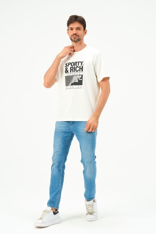 Rich Erkek Oversize Pamuk Tişört T-shirt Beyaz