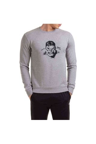 Hulk Sinirli Baskılı Gri Erkek Örme Sweatshirt