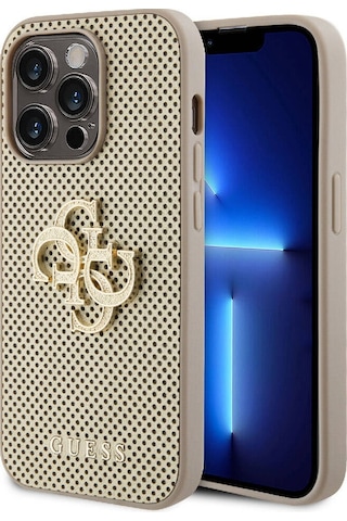 Apple Uyumlu iPhone 14 Pro Max Kılıf Guess Lisanslı Delikli 4g Glitter Büyük Metal Logolu