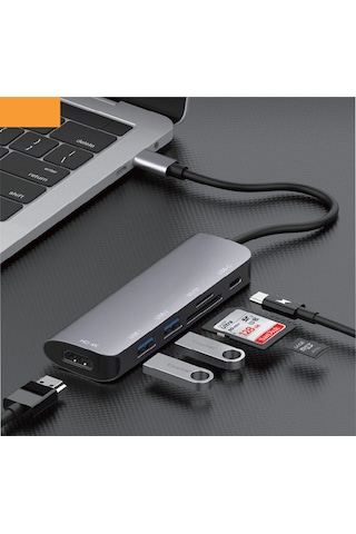 Nettech Nt-0t04 Usb + Hdmi + Sd Kart To Type-c Dönüştürücü