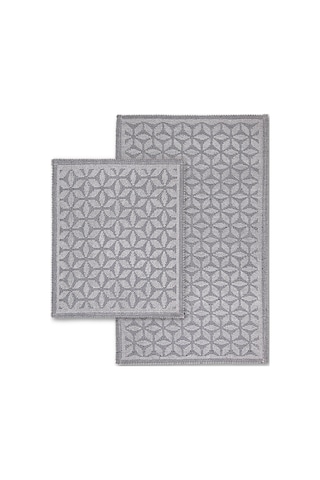 Pasific Doğal Pamuklu 2'li Banyo Paspas Seti 60x100+50x60 Cm Gri Gri