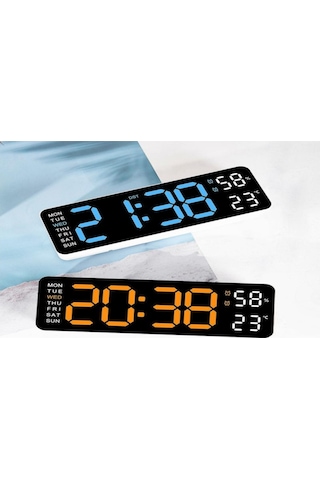 Teltree 9 İnç Büyük Sayıklı Duvar Saati - Sıcaklık, Nem, Hafta Günü Gösterici, Otomatik Işık Regülasyonlu Led Dijital Alarm Saat Kırmızı - Siyah