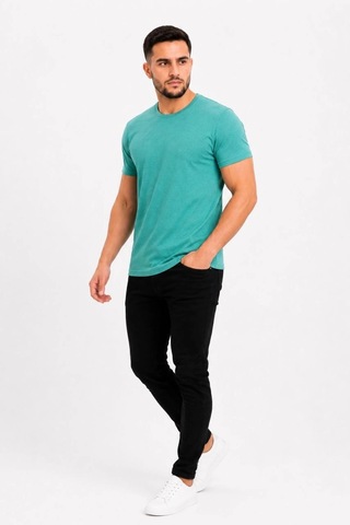 Novalisse Erkek Basic Tişört Bisiklet Yaka Kısa Kol Günlük Yazlık Slim Fit T-shirt - Su Yeşili Çoklu Renk
