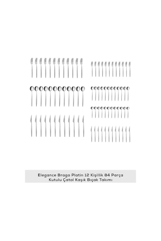 Karaca  Elegance Braga Platin 12 Kişilik 84 Parça Çatal Kaşık Bıçak Takımı