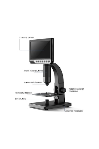 Exeo 12mp 2000x 7 İnch ips Ekran Dijital Mikroskop Şarjlı