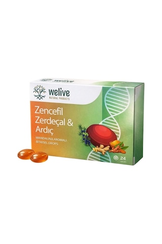 Zencefil Zerdeçal Ardıç Mandalina Aromalı Bitkisel Drops Boğaz Rahatlatıcı Pastil 24 Adet