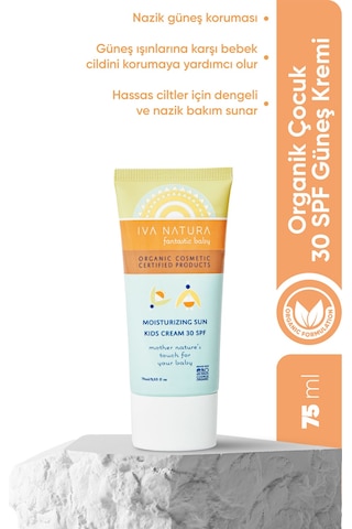 İva Natura Organik Mineral Filtreli 30 SPF Çocuk Güneş Kremi Çinko Oksit İçerikli – Hassas Ciltler İçin – 75 ML