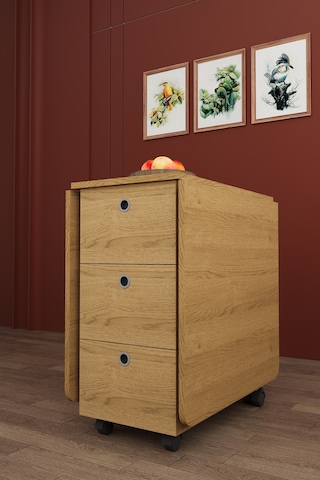 Lüks Katlanır Mutfak Yemek Masası %100 Mdf Pratik Çekmeceli Çalışma Masası Km100 Karına