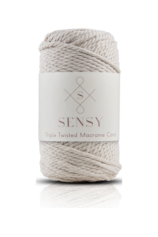 Sensy Premium Makrome Ipi 3mm Üç Büküm Taranan Halat Ip 4lü Set Ekru-kiremit-sütlü Kahve-açık Gri