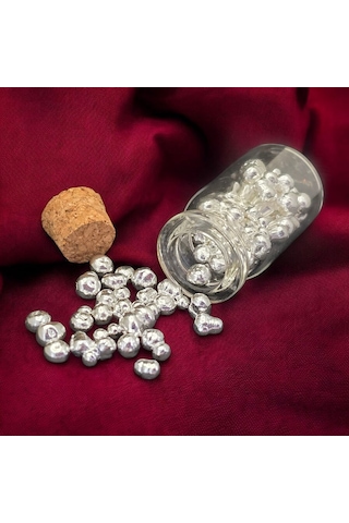 15 Gram Silindir Tasarımlı Cam Şişeli, 999 Ayar Gümüşten Üretilmiş Özel Granül Gümüş Hediyesi-553