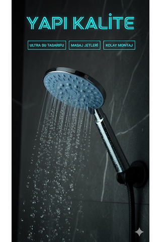 3 Fonksiyonlu Alyans Renk Duş Başlığı Kaliteli Ve Dayanıklı Krom