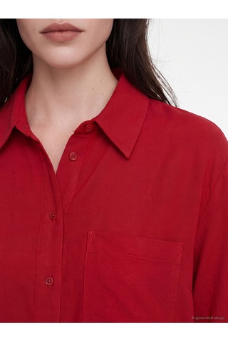 Lcw Comfort Kırmızı Loose Fit Kadın Gömlek Xl-2xl