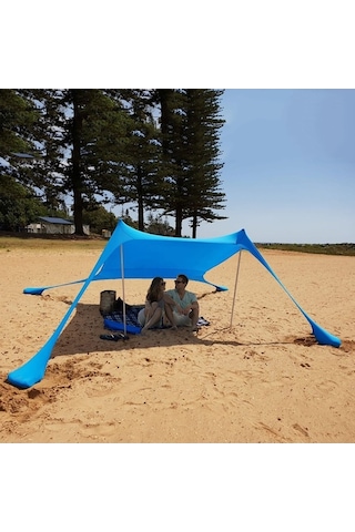 Prestigegoods 2 Demirli Plaj Çadırı, 200x160x150 Cm, Mavi, Güneş Koruma Kulübe, Deniz Kenarı Kullanım Mavi