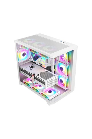 Dragos Ocean Curved Pro V2 Beyaz 7x Argb Fan Usb 3.0 Type-c Atx Bilgisayar Kasası Beyaz