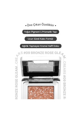 Cre'ars Mücevher Parlaklığında Yoğun Pigmentli Tekli Far Glitter Bomb Eyeshadow 09 Bronze Rose Gleam