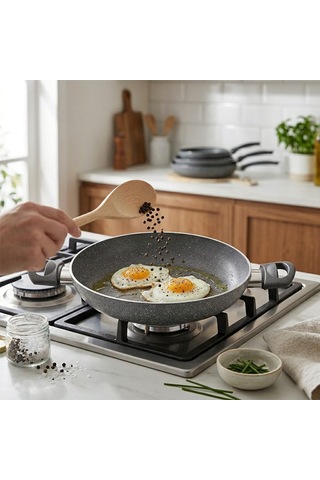 Papilla Fred 22 Cm Granit Sahan - Çift Saplı Gri Kırçıllı Brkt-712289 Çok Renkli