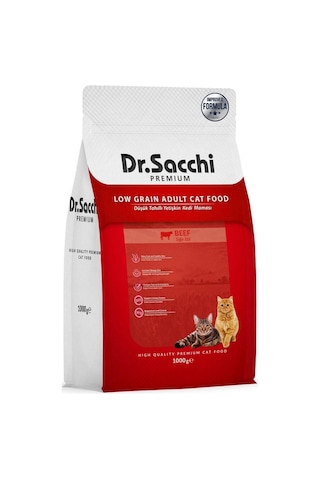 Dr. Sacchi Premium Düşük Tahıllı Sığır Etli Yetişkin Kedi Maması 1 KG