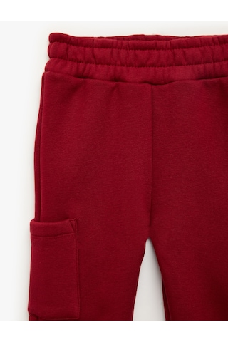 Koton Beli Lastikli Şardonlu Cepli Jogger Eşofman Altı Bordo 7wmb40056tk