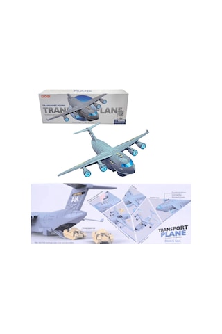 A400a Askeri Kargo Uçağı - 35cm Sesli Işıklı Ve Hareketli + 3 Mini Tank - Tank Atma Özellikli
