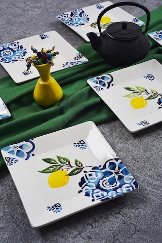 Piatti Naturali 6'lı Limon Tatlı Tabak Seti Sunum Servis Pasta 15 Cm