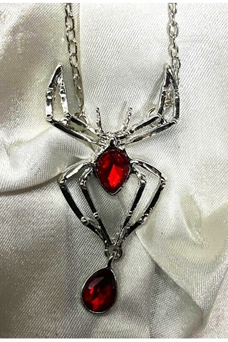 Dükkan Design Kırmızı Taşlı Tarantula Kolye Kırmızı