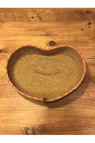 Hasır Sepet, Tasarım Kalp Sepet, Dekoratif Sepet, Dekor Sepet, Saklama Kutusu, Hediyelik Sepet 001