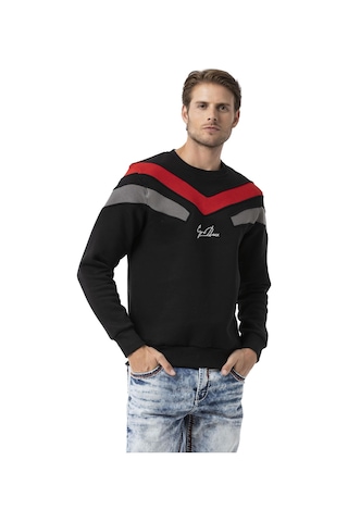 Cipo & Baxx Şerit Detaylı Regular Fit Erkek Sweatshirt Cl581 Siyah