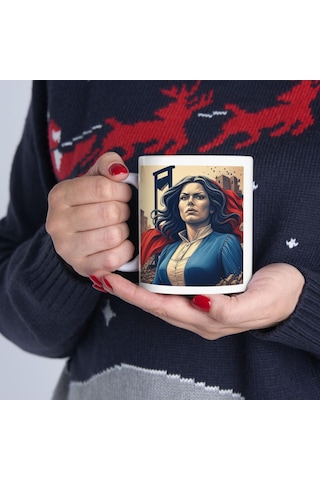 Fransız Devrimi Kupa Bardak Marie Antoinette Temalı Sanatsal Hediyelik Bardak Beyaz